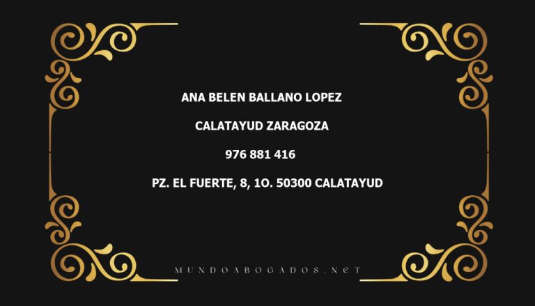 abogado Ana Belen Ballano Lopez en la localidad de Calatayud