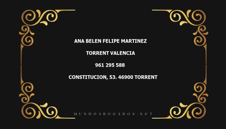 abogado Ana Belen Felipe Martinez en la localidad de Torrent