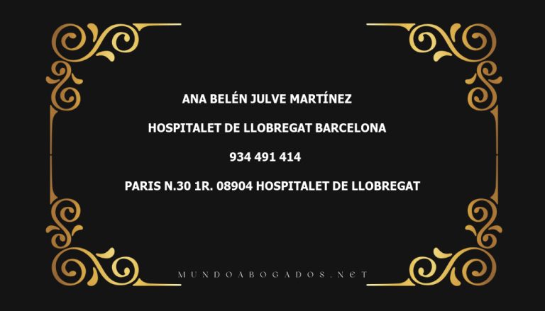 abogado Ana Belén Julve Martínez en la localidad de Hospitalet de Llobregat