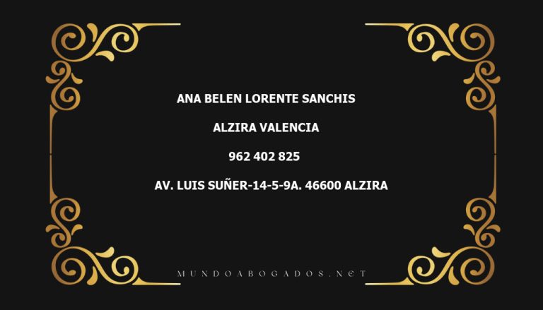 abogado Ana Belen Lorente Sanchis en la localidad de Alzira