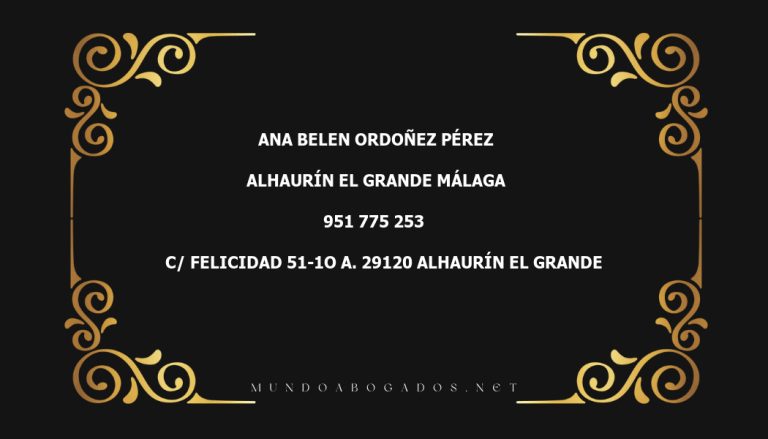 abogado Ana Belen Ordoñez Pérez en la localidad de Alhaurín el Grande