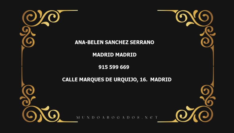 abogado Ana-Belen Sanchez Serrano en la localidad de Madrid