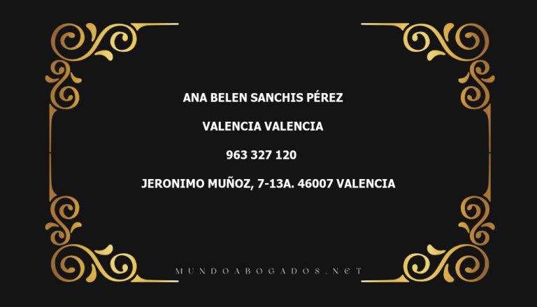 abogado Ana Belen Sanchis Pérez en la localidad de Valencia