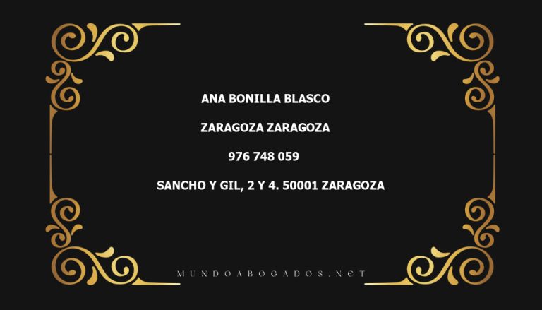 abogado Ana Bonilla Blasco en la localidad de Zaragoza