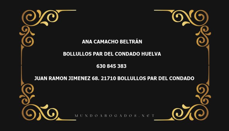 abogado Ana Camacho Beltrán en la localidad de Bollullos Par del Condado