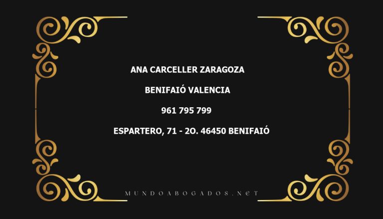 abogado Ana Carceller Zaragoza en la localidad de Benifaió