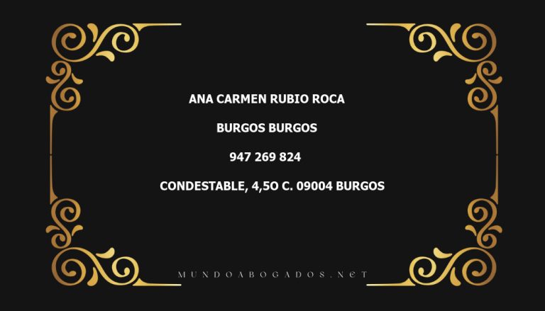 abogado Ana Carmen Rubio Roca en la localidad de Burgos