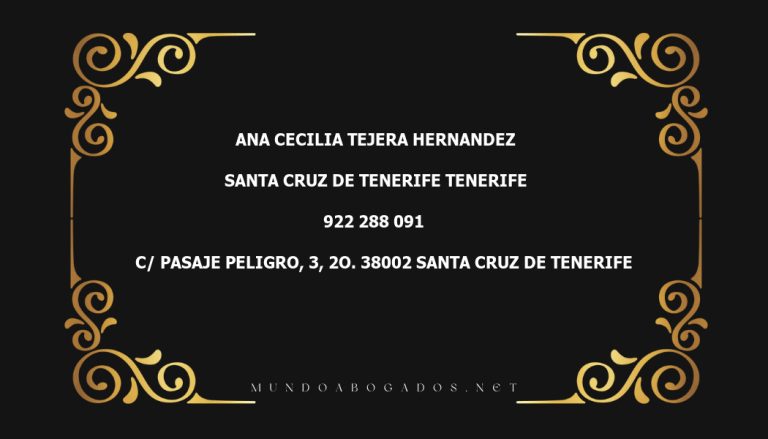 abogado Ana Cecilia Tejera Hernandez en la localidad de Santa Cruz de Tenerife