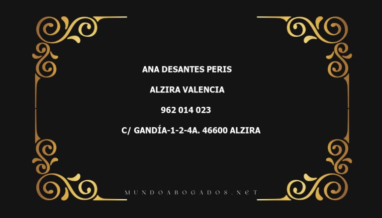 abogado Ana Desantes Peris en la localidad de Alzira