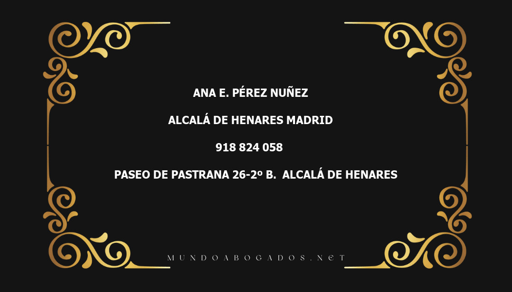 abogado Ana E. Pérez Nuñez en la localidad de Alcalá de Henares