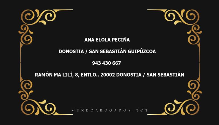 abogado Ana Elola Peciña en la localidad de Donostia / San Sebastián