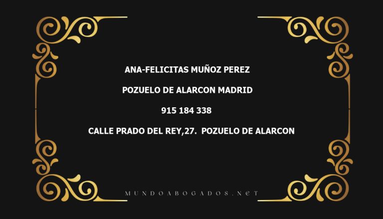 abogado Ana-Felicitas Muñoz Perez en la localidad de Pozuelo de Alarcon