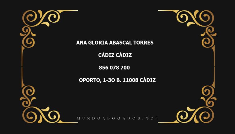 abogado Ana Gloria Abascal Torres en la localidad de Cádiz