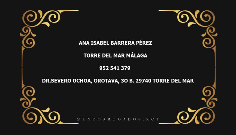 abogado Ana Isabel Barrera Pérez en la localidad de Torre del Mar