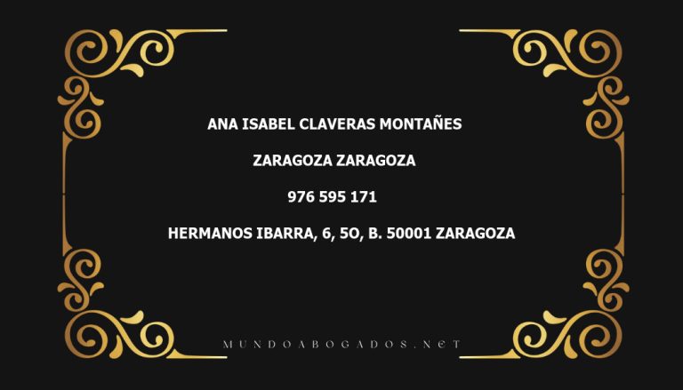 abogado Ana Isabel Claveras Montañes en la localidad de Zaragoza