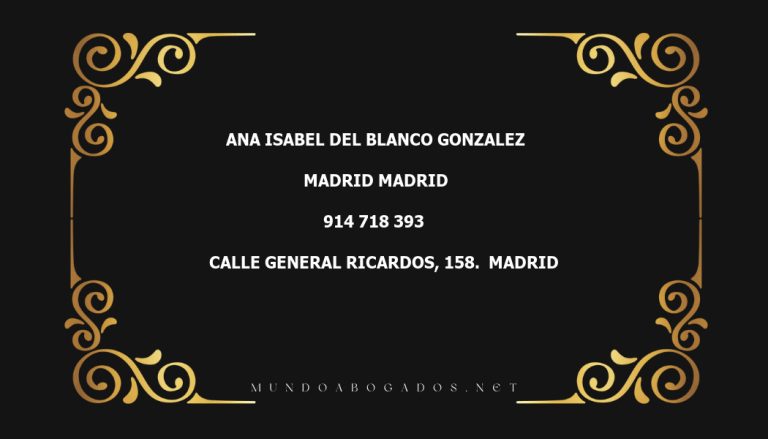 abogado Ana Isabel Del Blanco Gonzalez en la localidad de Madrid