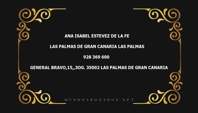 abogado Ana Isabel Estevez De La Fe en la localidad de Las Palmas de Gran Canaria