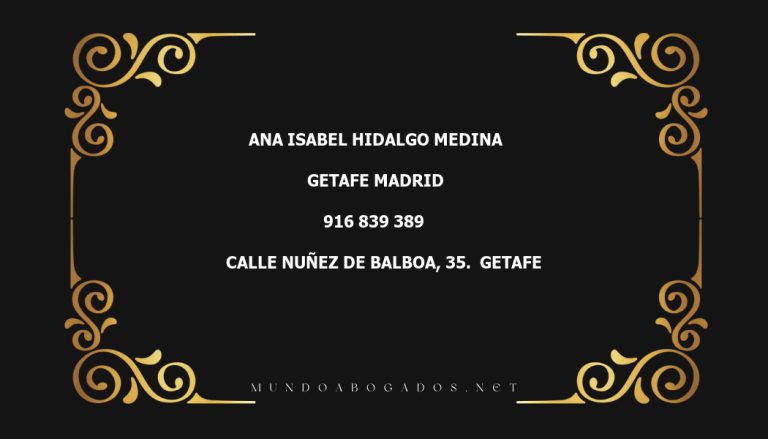 abogado Ana Isabel Hidalgo Medina en la localidad de Getafe