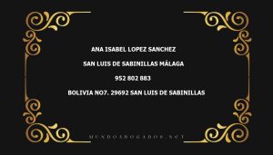 abogado Ana Isabel Lopez Sanchez en la localidad de San Luis de Sabinillas