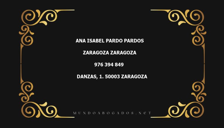 abogado Ana Isabel Pardo Pardos en la localidad de Zaragoza