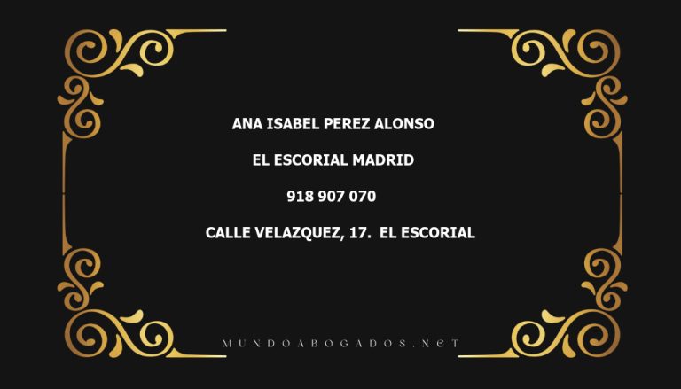 abogado Ana Isabel Perez Alonso en la localidad de El Escorial