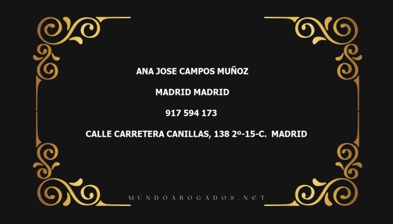 abogado Ana Jose Campos Muñoz en la localidad de Madrid