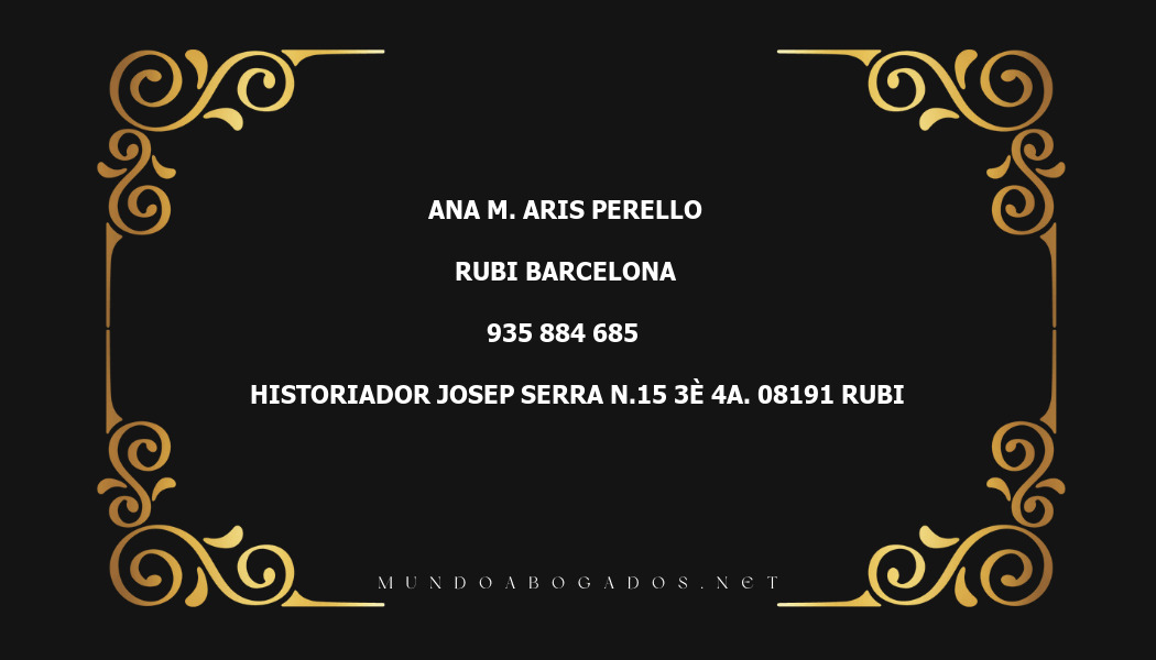 abogado Ana M. Aris Perello en la localidad de Rubi