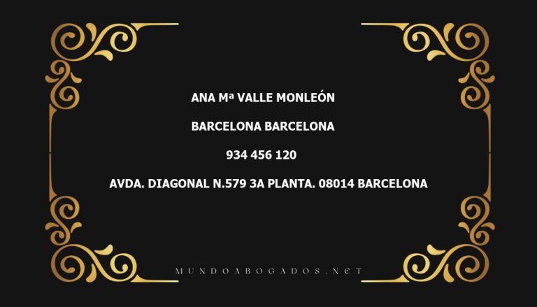 abogado Ana Mª Valle Monleón en la localidad de Barcelona