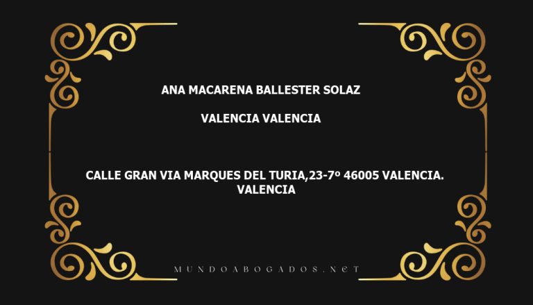 abogado Ana Macarena Ballester Solaz en la localidad de Valencia