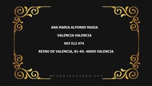 abogado Ana Maria Alfonso Masia en la localidad de Valencia