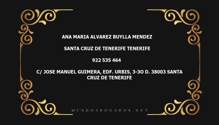 abogado Ana Maria Alvarez Buylla Mendez en la localidad de Santa Cruz de Tenerife