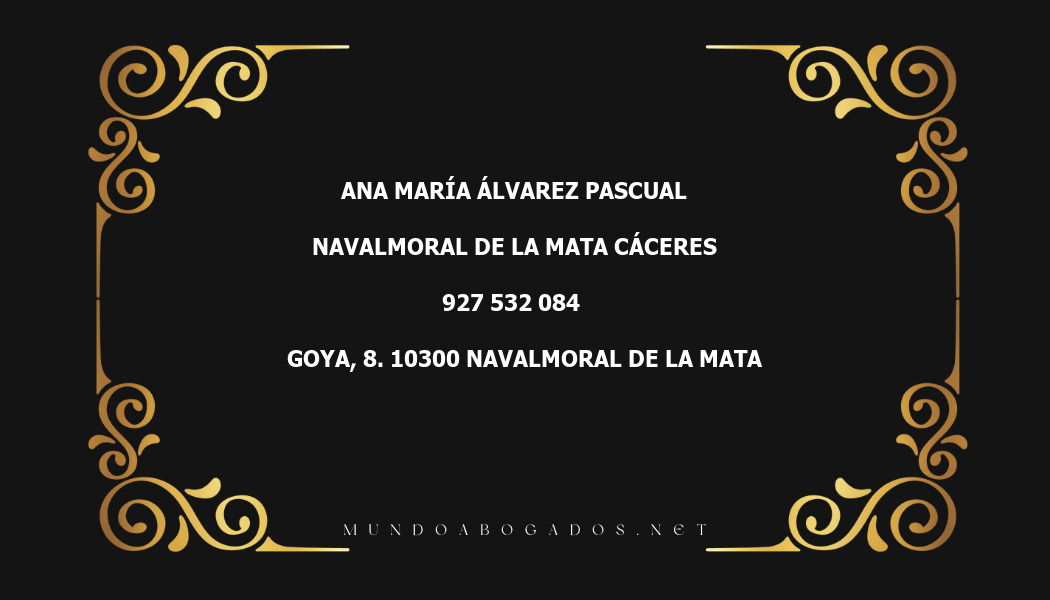 abogado Ana María Álvarez Pascual en la localidad de Navalmoral de la Mata