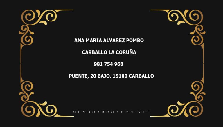 abogado Ana Maria Alvarez Pombo en la localidad de Carballo