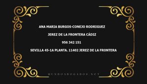 abogado Ana Maria Burgos-Conejo Rodriguez en la localidad de Jerez de la Frontera