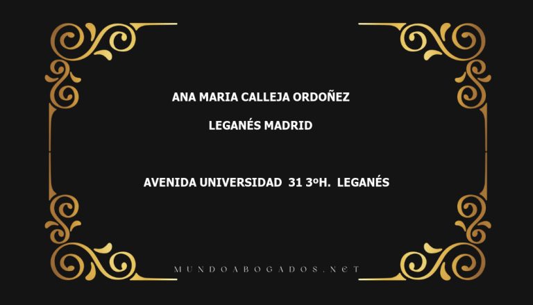 abogado Ana Maria Calleja Ordoñez en la localidad de Leganés