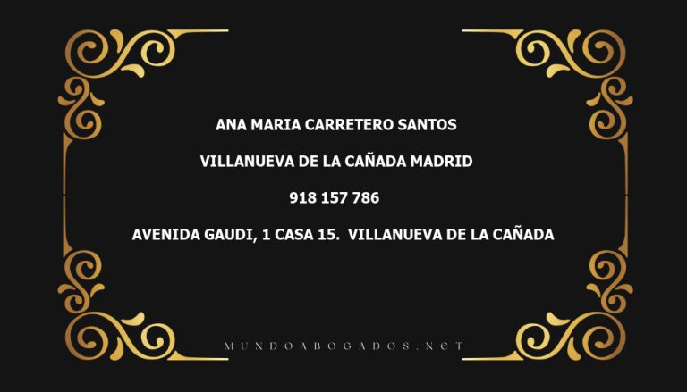 abogado Ana Maria Carretero Santos en la localidad de Villanueva de la Cañada