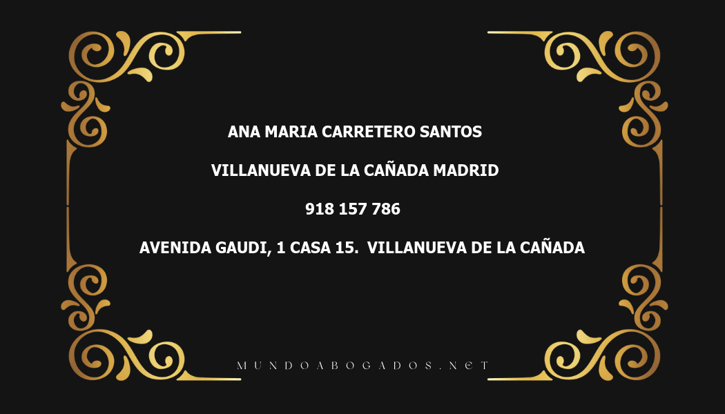 abogado Ana Maria Carretero Santos en la localidad de Villanueva de la Cañada