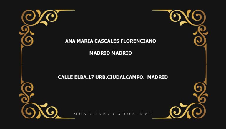 abogado Ana Maria Cascales Florenciano en la localidad de Madrid