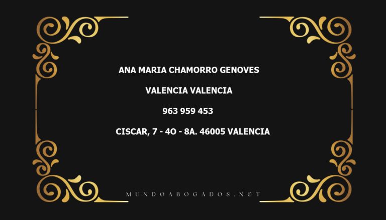 abogado Ana Maria Chamorro Genoves en la localidad de Valencia