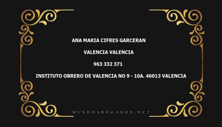 abogado Ana Maria Cifres Garceran en la localidad de Valencia