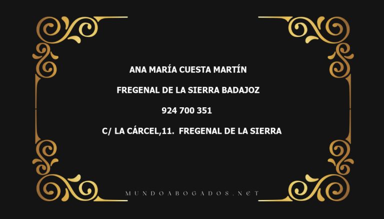 abogado Ana María Cuesta Martín en la localidad de Fregenal de la Sierra