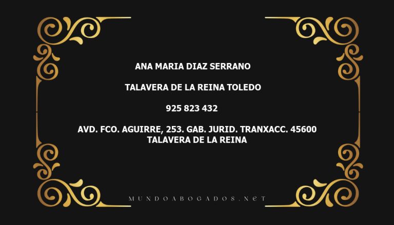 abogado Ana Maria Diaz Serrano en la localidad de Talavera de la Reina