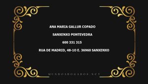 abogado Ana Maria Gallur Copado en la localidad de Sanxenxo