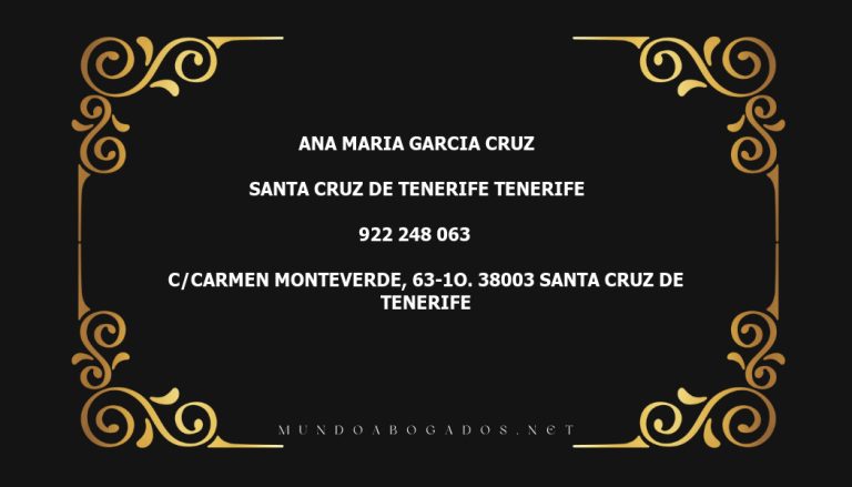 abogado Ana Maria Garcia Cruz en la localidad de Santa Cruz de Tenerife