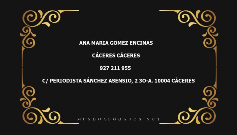 abogado Ana Maria Gomez Encinas en la localidad de Cáceres