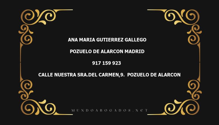 abogado Ana Maria Gutierrez Gallego en la localidad de Pozuelo de Alarcon