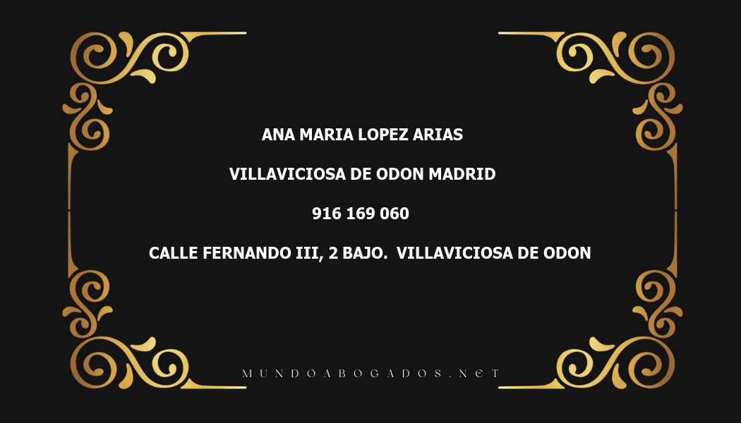 abogado Ana Maria Lopez Arias en la localidad de Villaviciosa de Odon