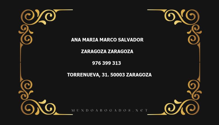 abogado Ana Maria Marco Salvador en la localidad de Zaragoza