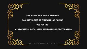 abogado Ana Maria Mendoza Rodriguez en la localidad de San Bartolomé de Tirajana