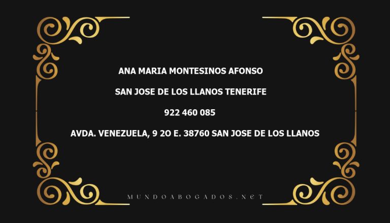 abogado Ana Maria Montesinos Afonso en la localidad de San Jose de Los Llanos